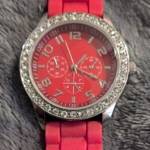 Red Crystal Accent Women's Fashion Watch